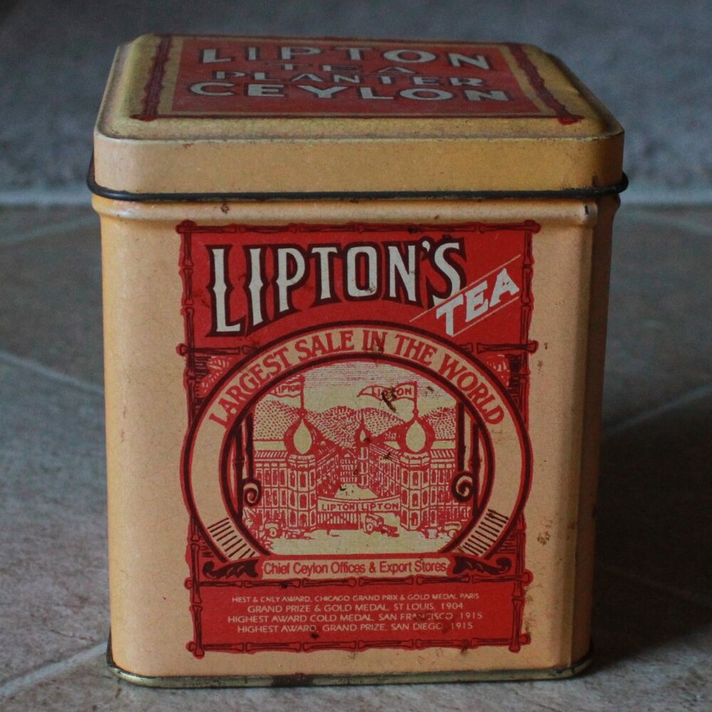 Vintage Bristol Ware Lipton Tea Themed Storage Tin